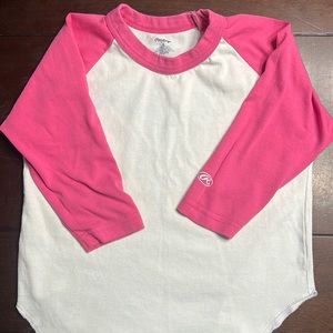Youth small pink baseball tee
